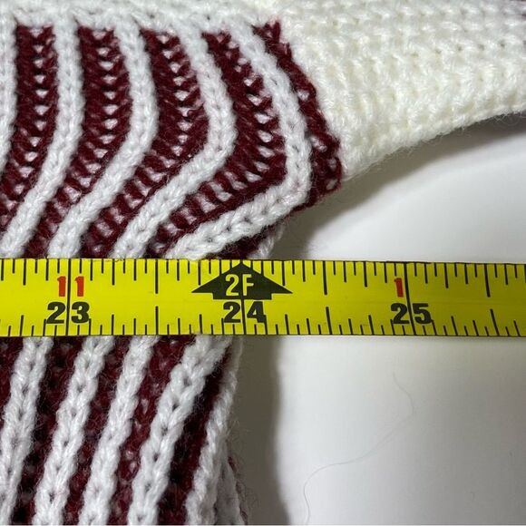 NWT Cupshe Striped Burgundy & White Knit Sweater Tunic / Dress Women's Size M - Picture 4 of 16